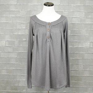 We The Free Oversized Grey Button Thermal Top S